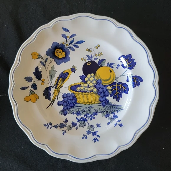 Spode England Blue Bird Fruit Yellow Blue Dinner Plate - Picture 1 of 5